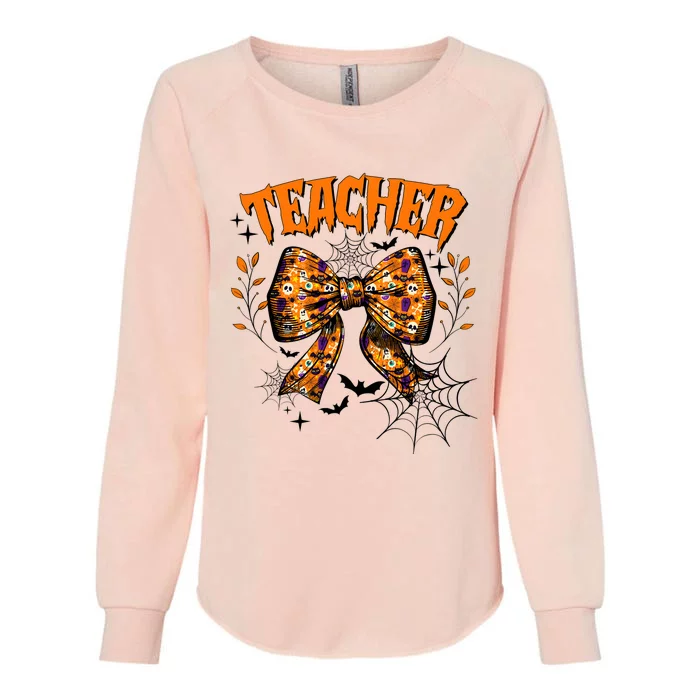 Teacher Halloween Coquette Back To School Womens California Wash Sweatshirt