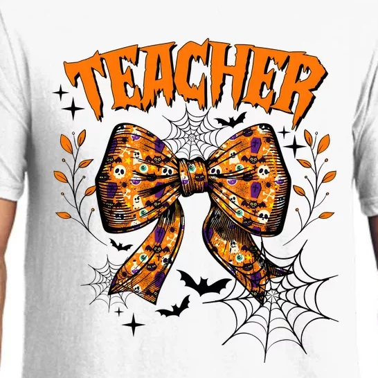 Teacher Halloween Coquette Back To School Pajama Set