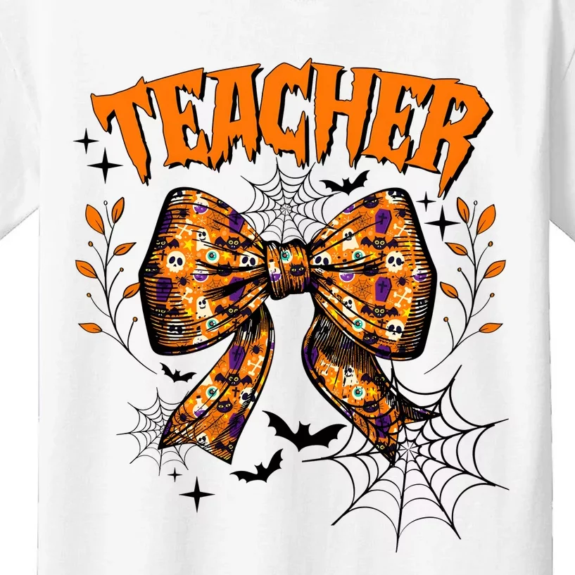 Teacher Halloween Coquette Back To School Kids T-Shirt