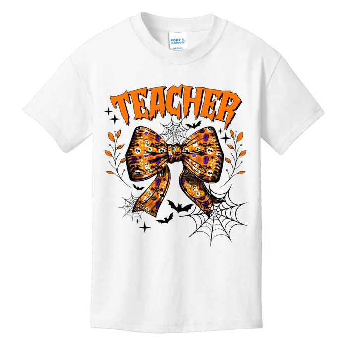 Teacher Halloween Coquette Back To School Kids T-Shirt