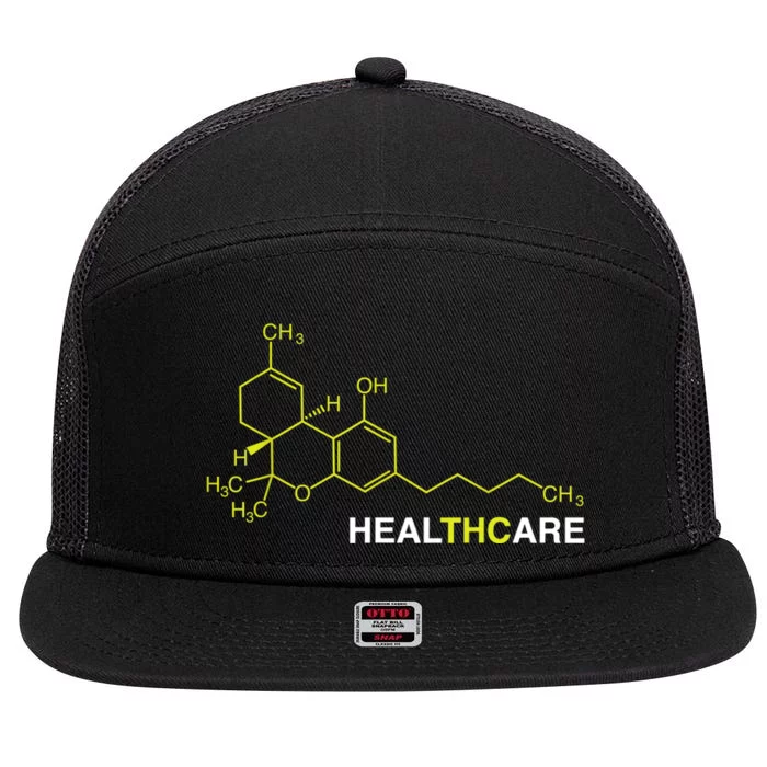 THC Healthcare Cannabis Medical Marijuana TShirt 7 Panel Mesh Trucker Snapback Hat