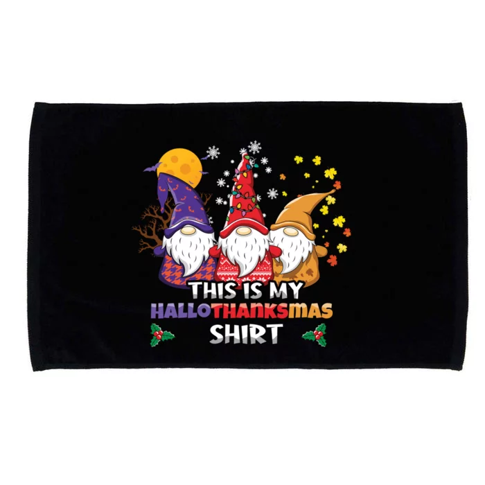 Thanksgiving Halloween Christmas This Is My Hallothanksmas Gift Microfiber Hand Towel