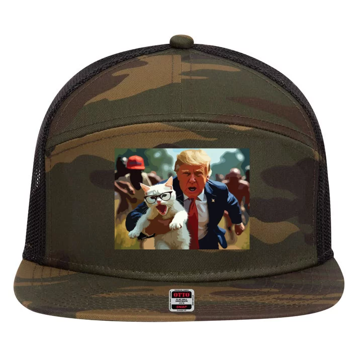 Trump Holding Cat Vote Trump Pets For Trump Vote President 7 Panel Mesh Trucker Snapback Hat