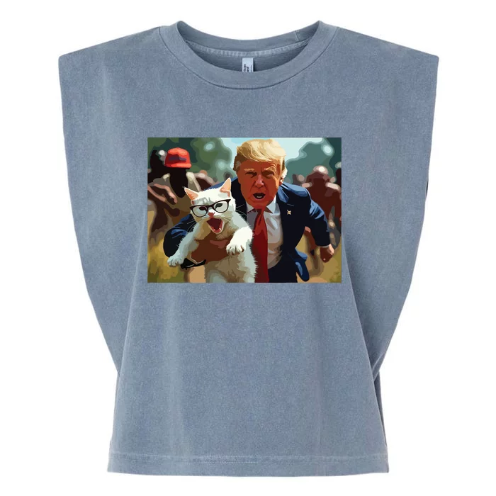 Trump Holding Cat Vote Trump Pets For Trump Vote President Garment-Dyed Women's Muscle Tee