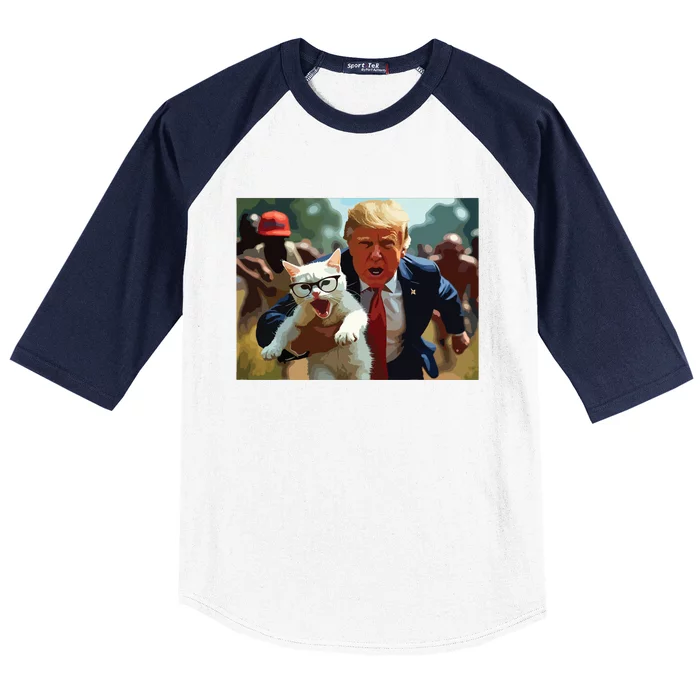 Trump Holding Cat Vote Trump Pets For Trump Vote President Baseball Sleeve Shirt