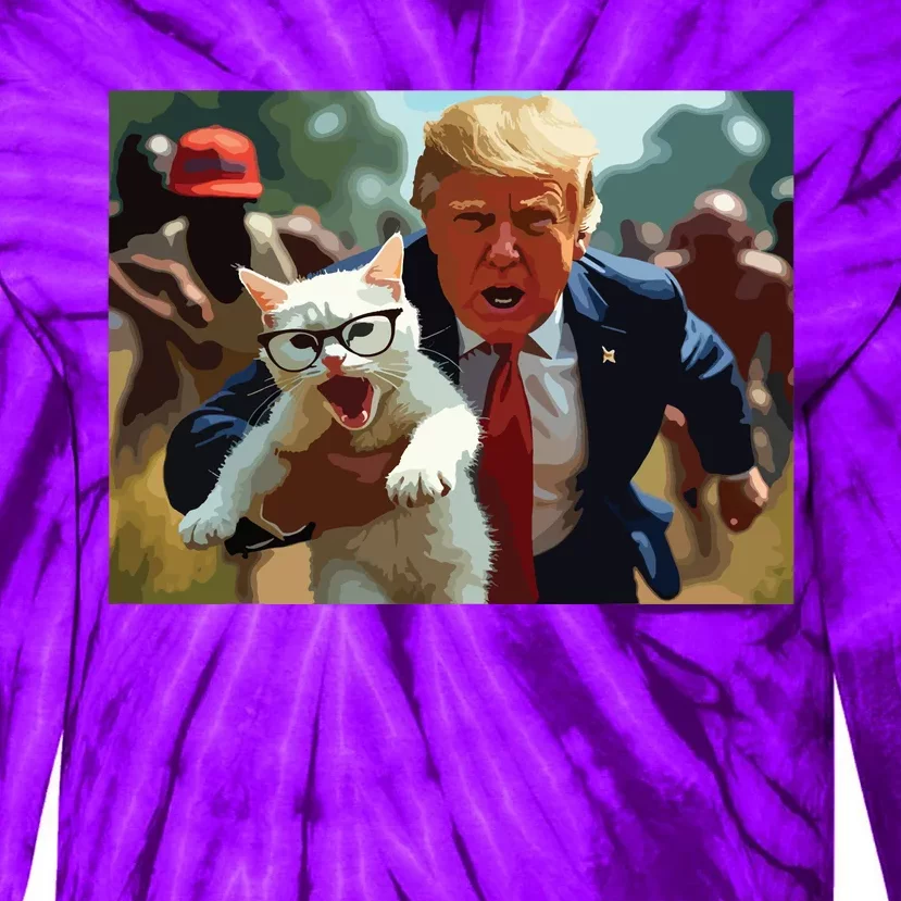 Trump Holding Cat Vote Trump Pets For Trump Vote President Tie-Dye Long Sleeve Shirt