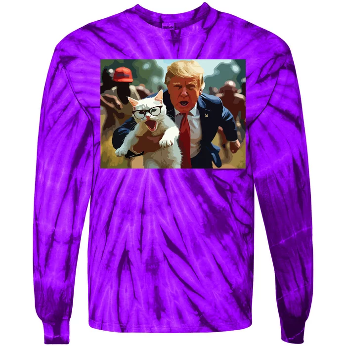 Trump Holding Cat Vote Trump Pets For Trump Vote President Tie-Dye Long Sleeve Shirt