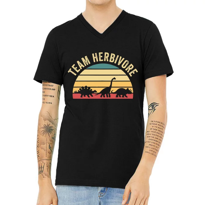 Team Herbivore Cute Dinosaur V-Neck T-Shirt