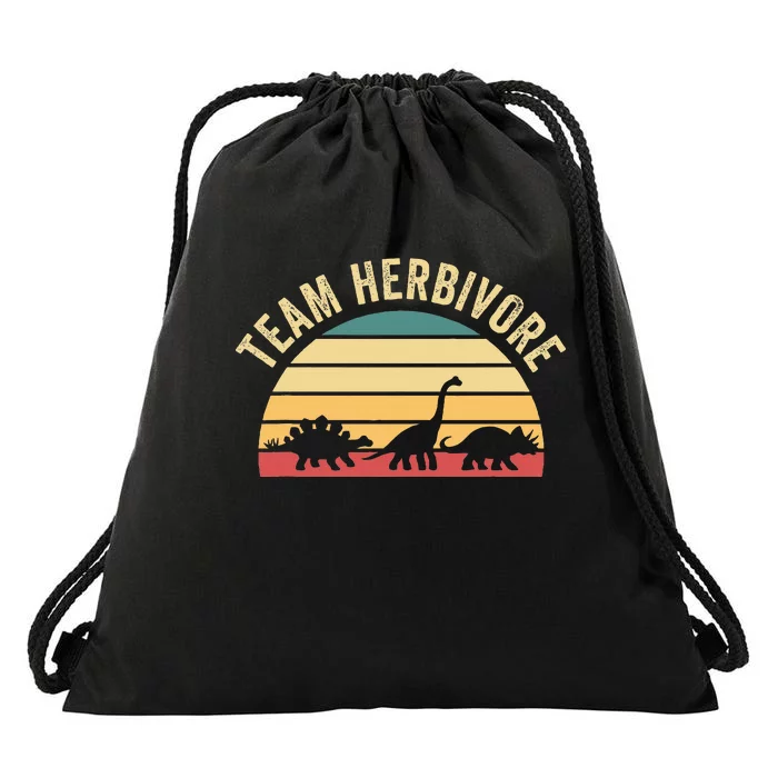 Team Herbivore Cute Dinosaur Drawstring Bag