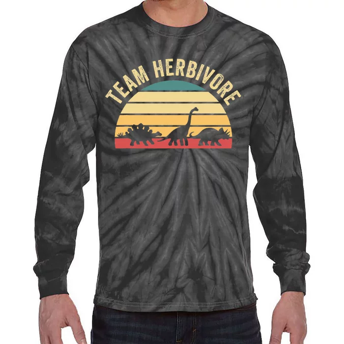 Team Herbivore Cute Dinosaur Tie-Dye Long Sleeve Shirt