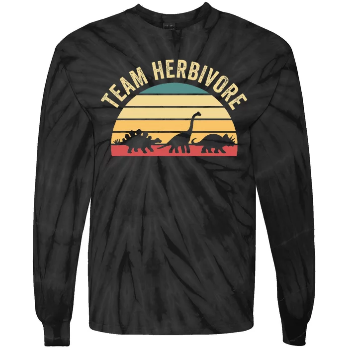 Team Herbivore Cute Dinosaur Tie-Dye Long Sleeve Shirt