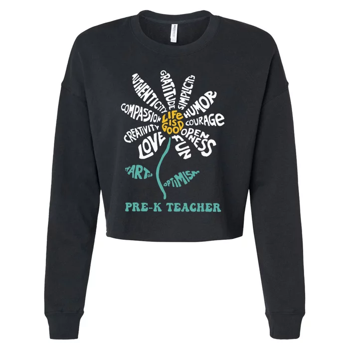 Teacher Humor Courage Openness Fun Love Cropped Pullover Crew