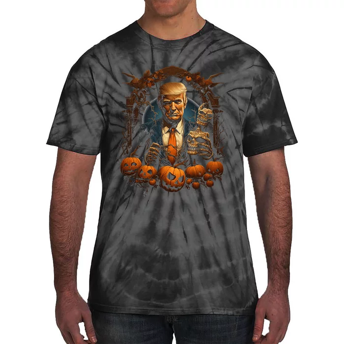 Trump Halloween Costume Scary President Tie-Dye T-Shirt