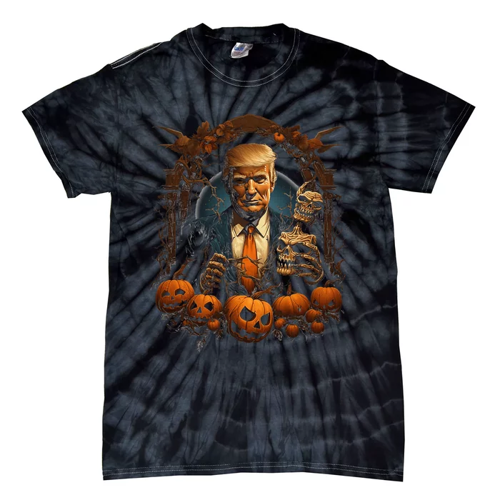 Trump Halloween Costume Scary President Tie-Dye T-Shirt