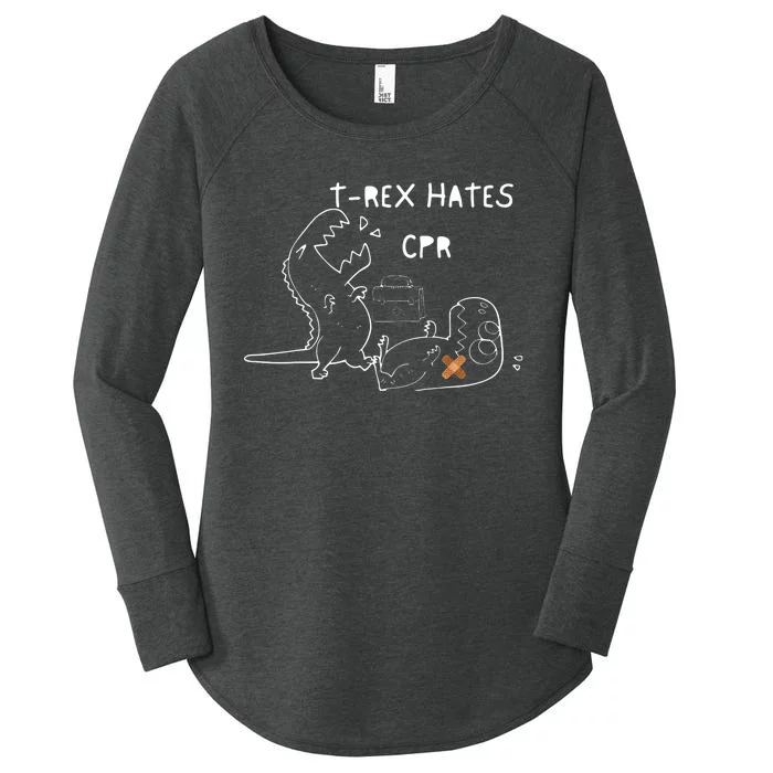 Trex Hates Cpr Dinosaurs Funny Nurse Women's Perfect Tri Tunic Long Sleeve Shirt