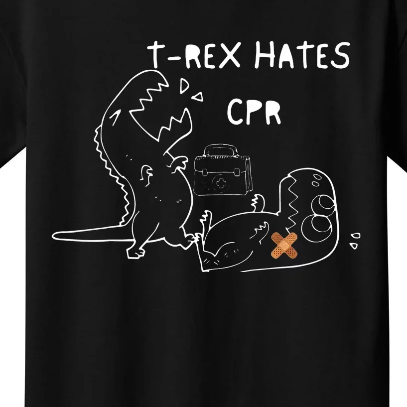 Trex Hates Cpr Dinosaurs Funny Nurse Kids T-Shirt