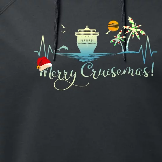 Tropical Heartbeat Christmas Cruise 2024 Merry Cruisemas Performance Fleece Hoodie