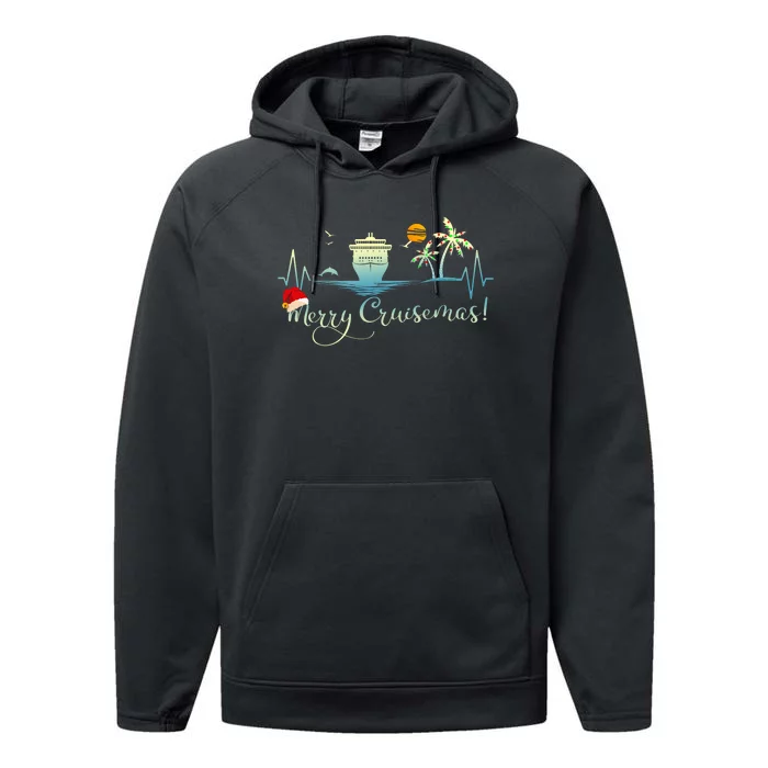 Tropical Heartbeat Christmas Cruise 2024 Merry Cruisemas Performance Fleece Hoodie