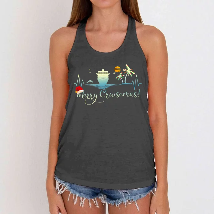 Tropical Heartbeat Christmas Cruise 2024 Merry Cruisemas Women's Knotted Racerback Tank