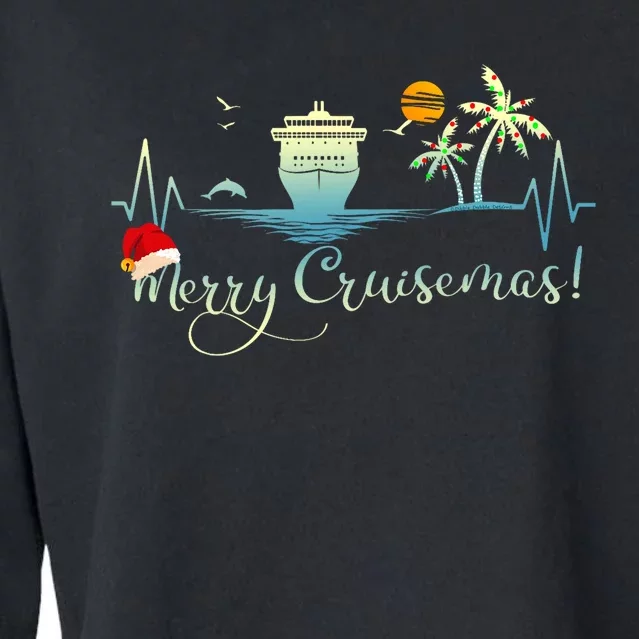 Tropical Heartbeat Christmas Cruise 2024 Merry Cruisemas Cropped Pullover Crew