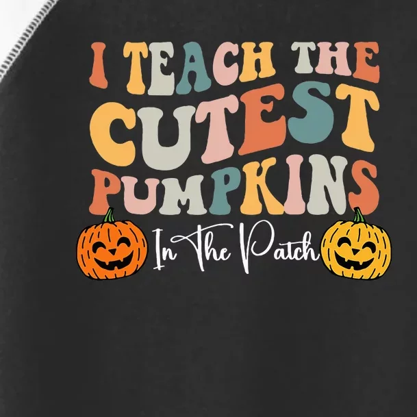 Teacher Halloween Cutest Pumpkins Retro Teacher Fall Toddler Fine Jersey T-Shirt