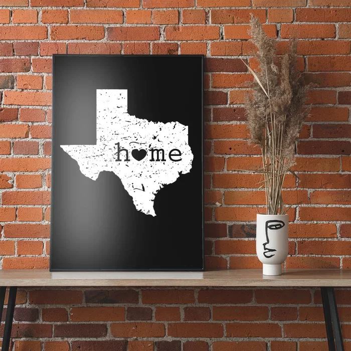 Texas Home Distressed Tx Map With Heart Poster