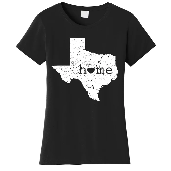 Texas Home Distressed Tx Map With Heart Women's T-Shirt