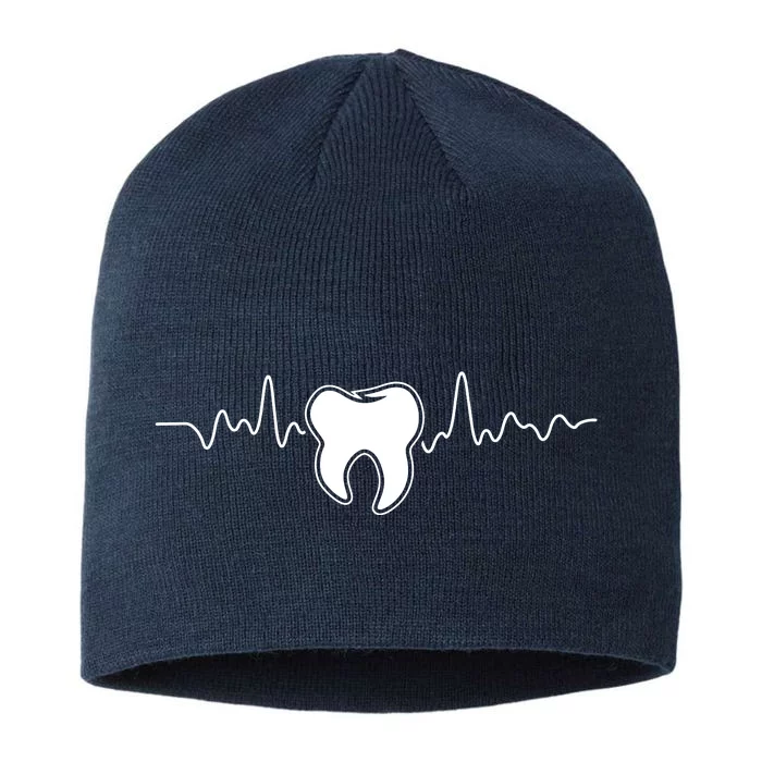 Tooth Heartbeat Dentist Dental Assistant Dentistry Dds 8 1/2in Sustainable Knit Beanie