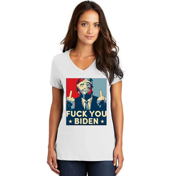 Trump Hope Design Fuck You Biden Women's V-Neck T-Shirt