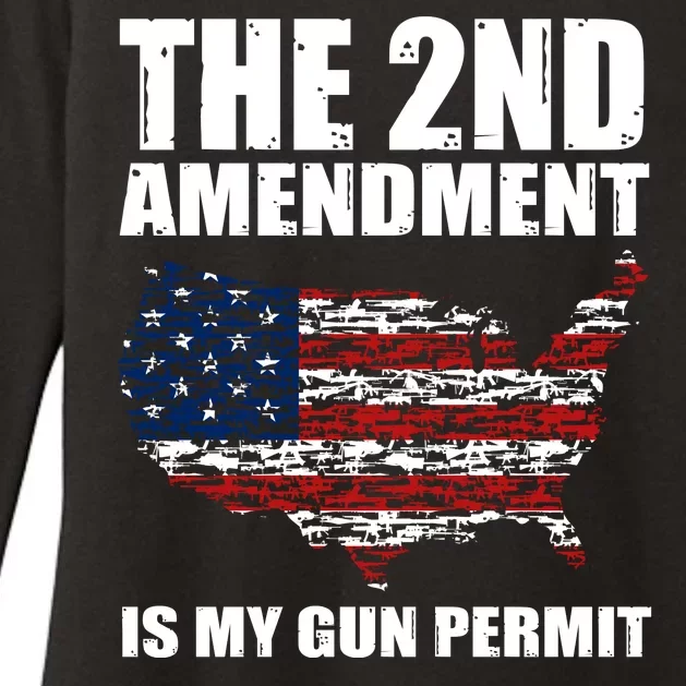 The 2nd Amendment Is My Gun Permit American Gun Flag Womens CVC Long Sleeve Shirt