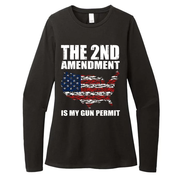 The 2nd Amendment Is My Gun Permit American Gun Flag Womens CVC Long Sleeve Shirt