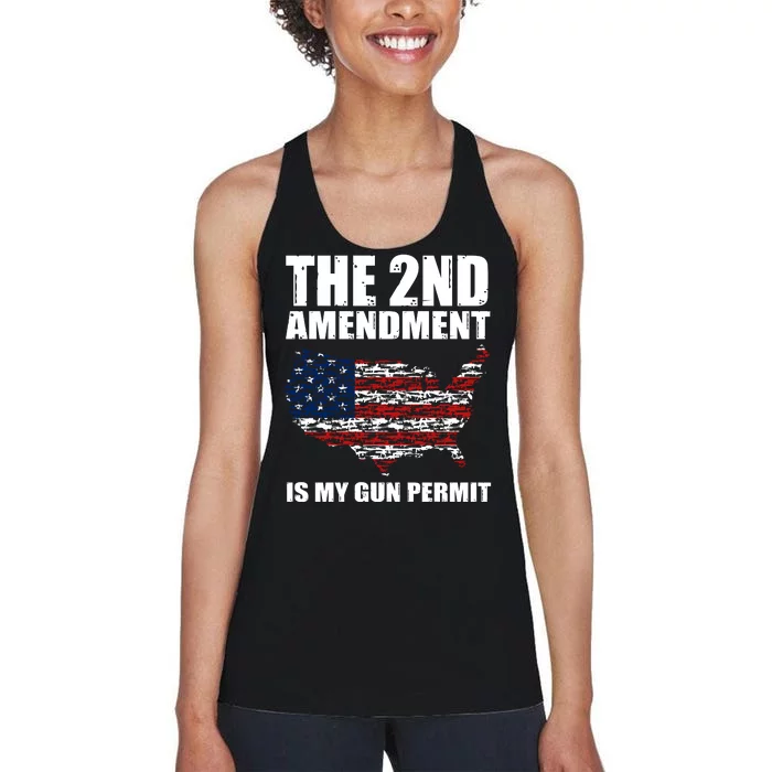 The 2nd Amendment Is My Gun Permit American Gun Flag Women's Racerback Tank