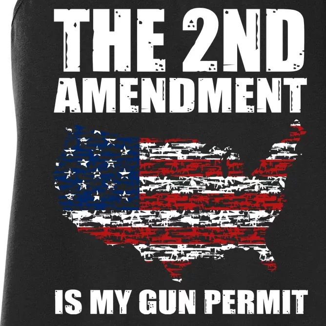 The 2nd Amendment Is My Gun Permit American Gun Flag Women's Racerback Tank