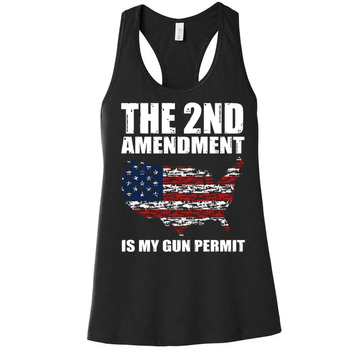 The 2nd Amendment Is My Gun Permit American Gun Flag Women's Racerback Tank