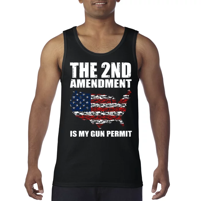 The 2nd Amendment Is My Gun Permit American Gun Flag Tank Top