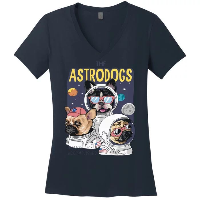 The Astrodogs Astronauts Dogs In Space Women's V-Neck T-Shirt