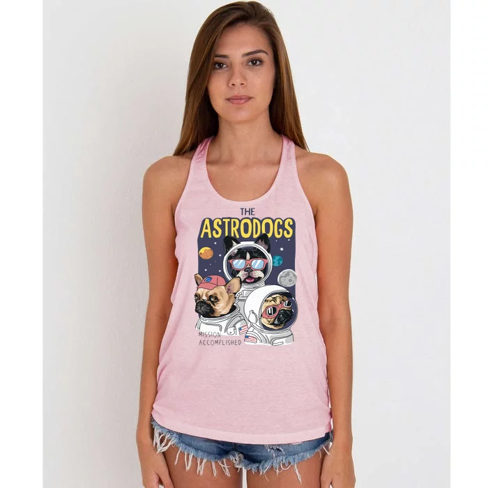 The Astrodogs Astronauts Dogs In Space Women's Knotted Racerback Tank