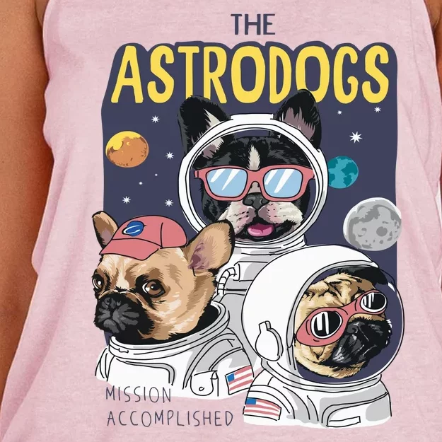 The Astrodogs Astronauts Dogs In Space Women's Knotted Racerback Tank