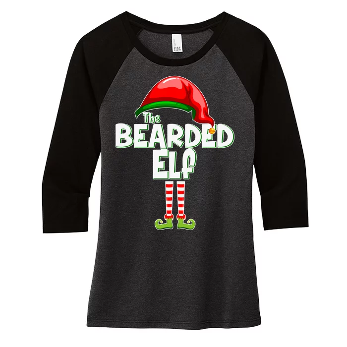 The Bearded Elf Funny Family Christmas Women's Tri-Blend 3/4-Sleeve Raglan Shirt