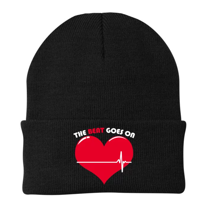 The Beat Goes On Heart Health Awareness Knit Cap Winter Beanie