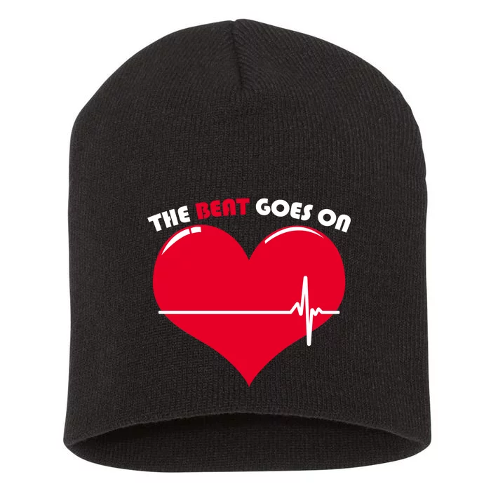 The Beat Goes On Heart Health Awareness Short Acrylic Beanie