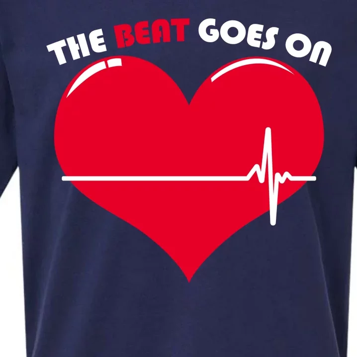 The Beat Goes On Heart Health Awareness Sueded Cloud Jersey T-Shirt