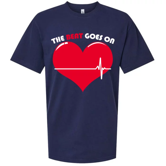 The Beat Goes On Heart Health Awareness Sueded Cloud Jersey T-Shirt