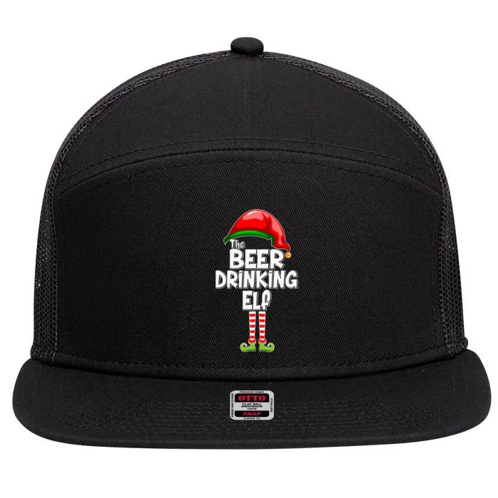 The Beer Drinking Elf Family Matching Christmas 7 Panel Mesh Trucker Snapback Hat