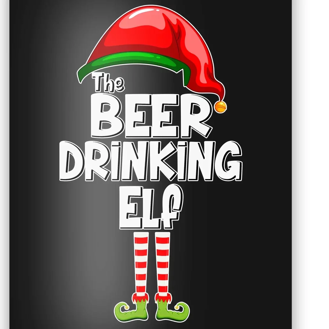 The Beer Drinking Elf Family Matching Christmas Poster