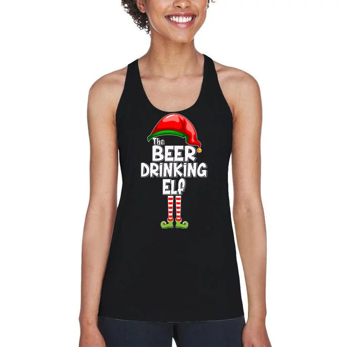 The Beer Drinking Elf Family Matching Christmas Women's Racerback Tank