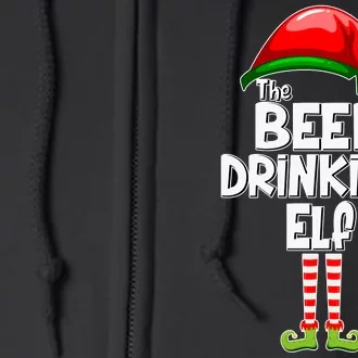 The Beer Drinking Elf Family Matching Christmas Full Zip Hoodie