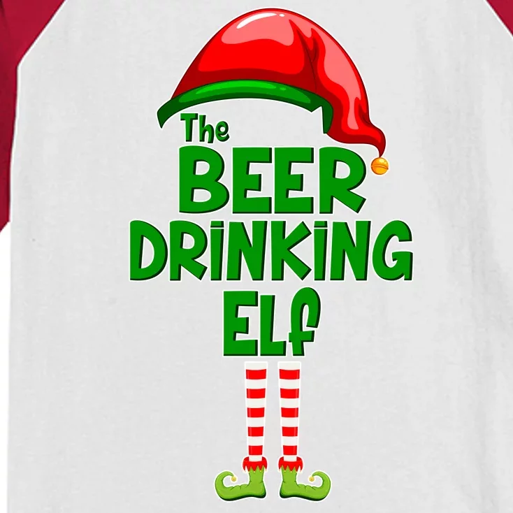 The Beer Drinking Elf Family Matching Christmas Kids Colorblock Raglan Jersey