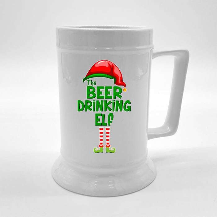 The Beer Drinking Elf Family Matching Christmas Front & Back Beer Stein