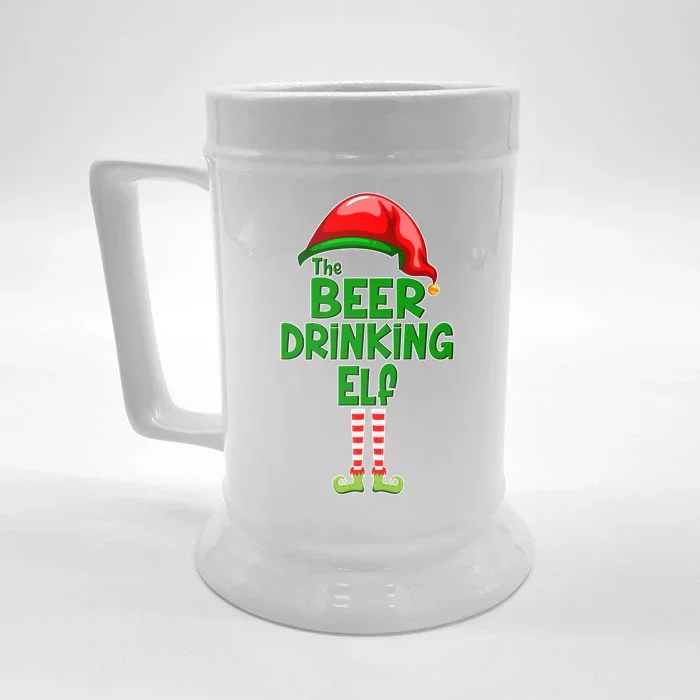 The Beer Drinking Elf Family Matching Christmas Front & Back Beer Stein